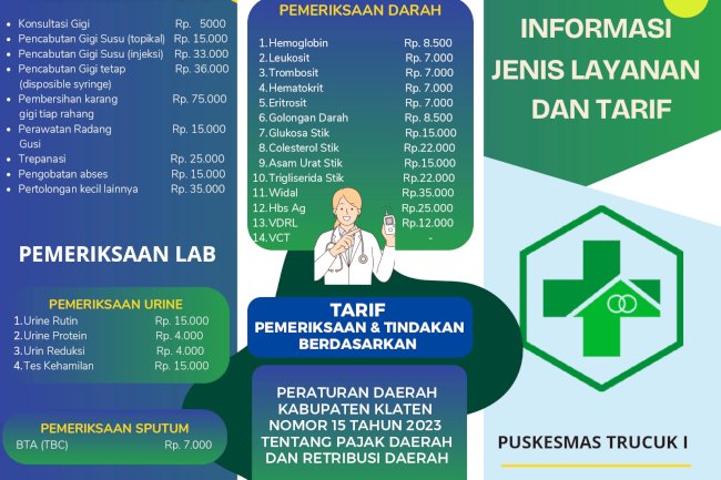 DAFTAR TARIF PELAYANAN PUSKESMAS TRUCUK 1