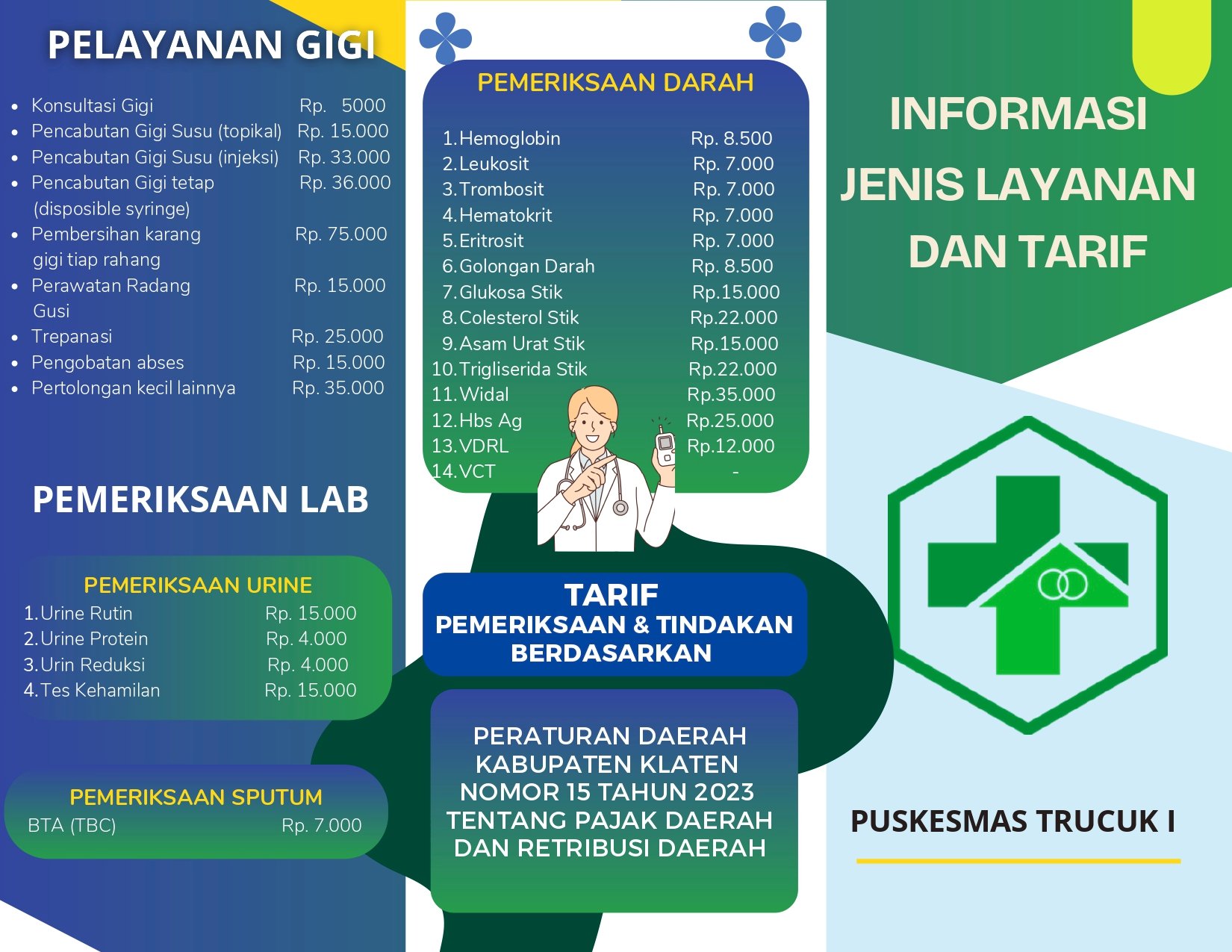 DAFTAR TARIF PELAYANAN PUSKESMAS TRUCUK 1